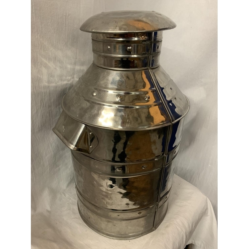 67 - A LARGE STAINLESS STEEL WATER CHURN H: 52CM