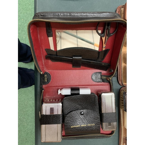 68 - THREE VINTAGE CASED GENTLEMAN'S GROOMING KITS