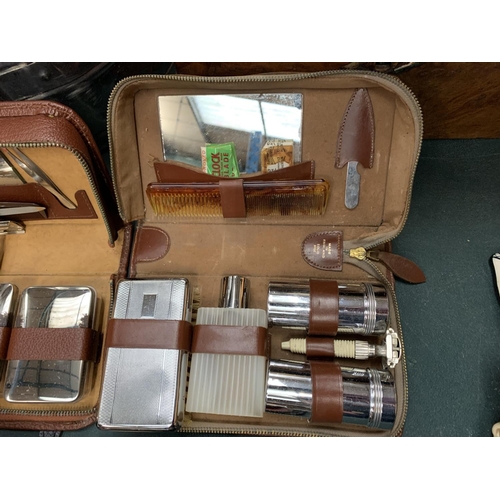 68 - THREE VINTAGE CASED GENTLEMAN'S GROOMING KITS