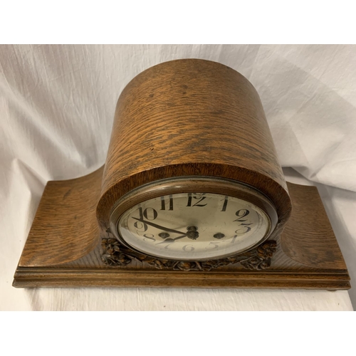 69 - A LARGE DECORATIVE NAPOLEONS HAT INLAID WALNUT MANTEL CLOCK