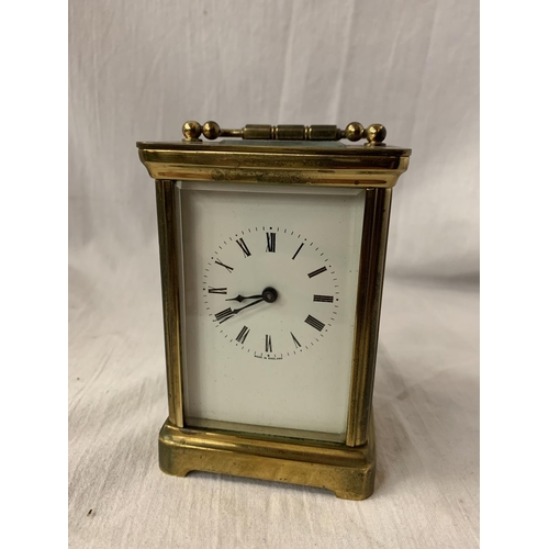 71 - A VINTAGE HENLEY FIVE GLASS BRASS CARRIAGE CLOCK