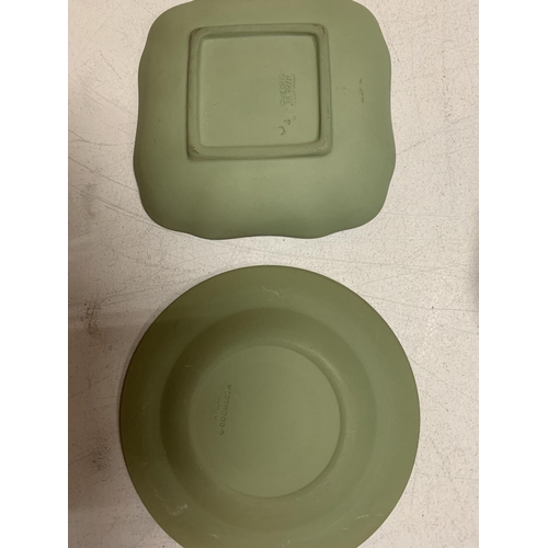 78 - SIX EXAMPLES OF GREEN AND WHITE WEDGWOOD JASPERWARE