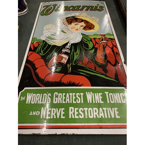 81 - A HEAVY ENAMEL 'WINCARNIS' SHOP ADVERTISING SIGN 57.5CM X 32CM