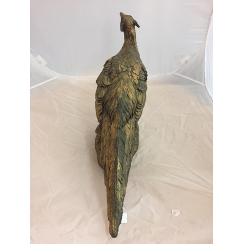 163 - A LARGE RESIN FIGURE OF A PHEASANT - H:35CM L:58CM