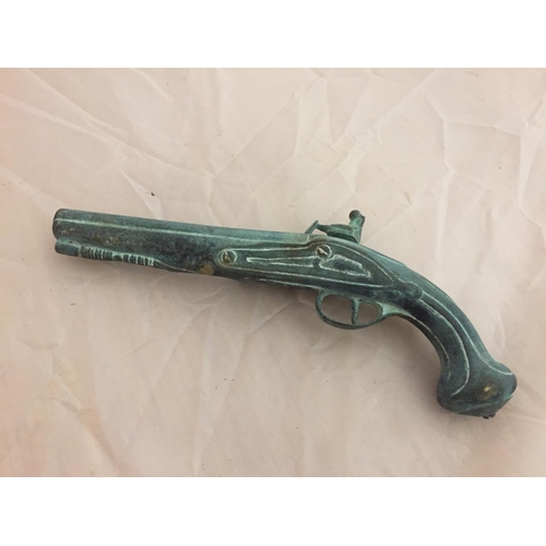 187 - A HEAVY ALL METAL FLINTLOCK REPLICA PISTOL
