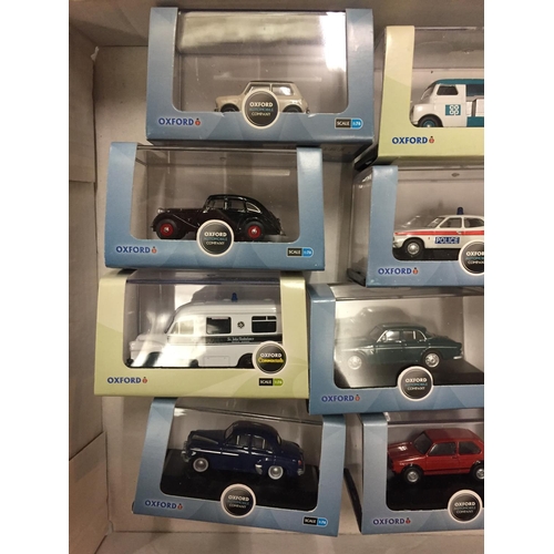 195 - A COLLECTION OF TWELVE BOXED OXFORD VEHICLES SCALE 1:76