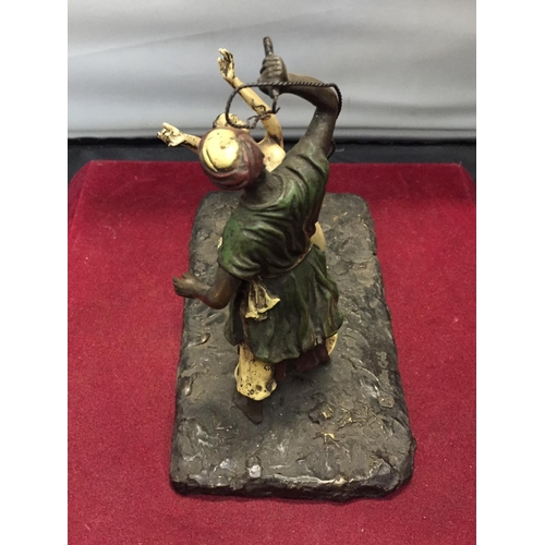 60A - A BERGMAN STYLE COLD PAINTED BRONZE OF A NATIVE AND A WOMAN HEIGHT APPROXIMATELY 15CM