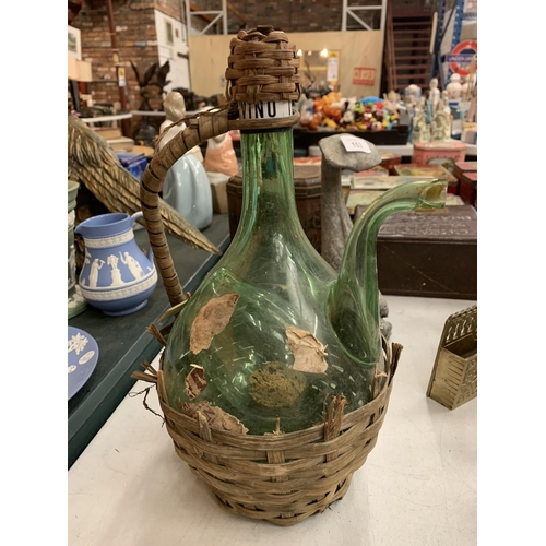 154 - A COLLECTION OF GLASS WARE TO INCLUDE A CUT GLASS DECANTER, FOUR BRANDY GLASSES, A WINE CARAFE A/F A... 