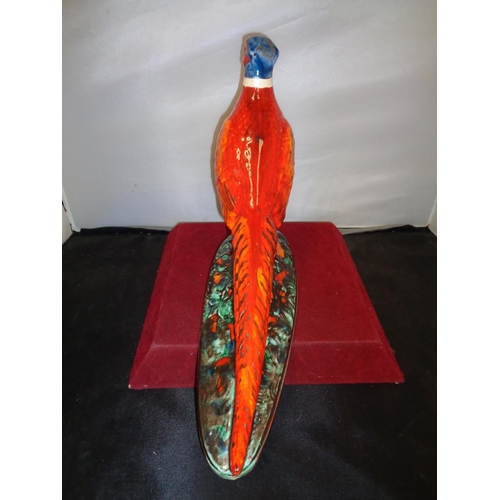 701 - A VERY LARGE ANITA HARRIS PHEASANT HANDPAINTED AND SIGNED IN GOLD