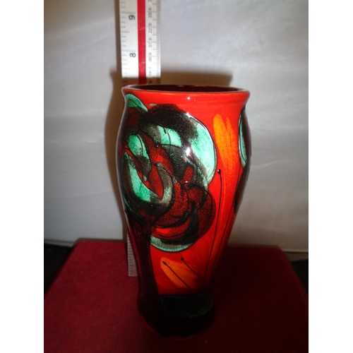 705 - AN ANITA HARRIS DECO TREE VASE HANDPAINTED AND SIGNED IN GOLD