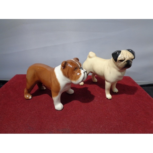 719 - SIX BESWICK DOGS TO INCLUDE PUG, WESTIE, BOXER ETC