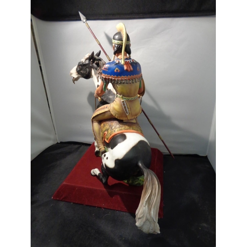 721 - A LIMITED EDITION ROYAL DOULTON 495/500 INDIAN BRAVE FIGURINE (FEATHERS MISSING FROM SHIELD)