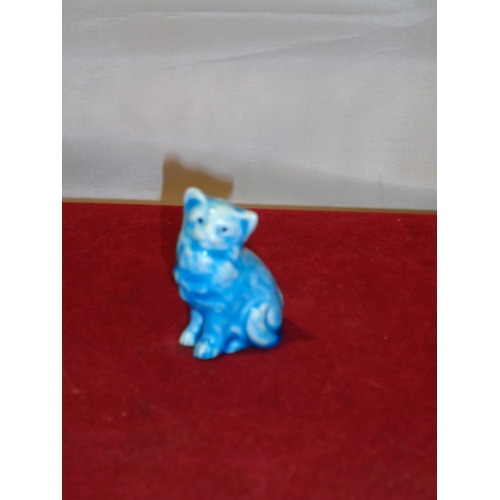 722 - A RARE BERNARD MOORE BLUE GLAZE CAT