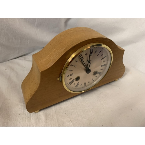 35 - A BENTIMA EIGHT DAY VENEERED MANTEL CLOCK