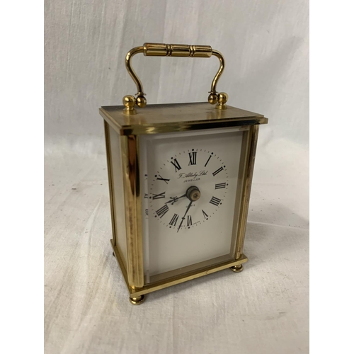 5 - AN F ALLABY LTD BRASS CARRIAGE CLOCK