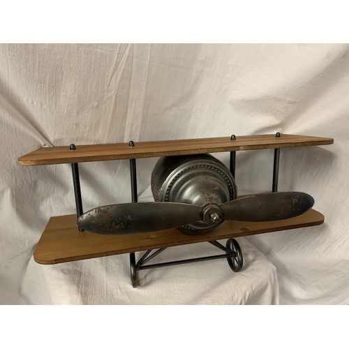 53 - A WALL SHELF IN THE FORM OF A VINTAGE AEROPLANE WIDTH: 60CM