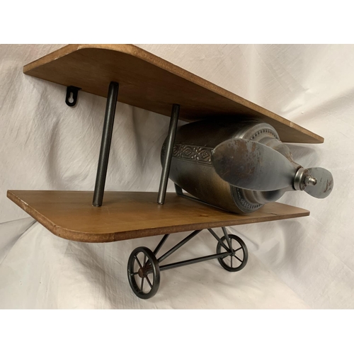 53 - A WALL SHELF IN THE FORM OF A VINTAGE AEROPLANE WIDTH: 60CM