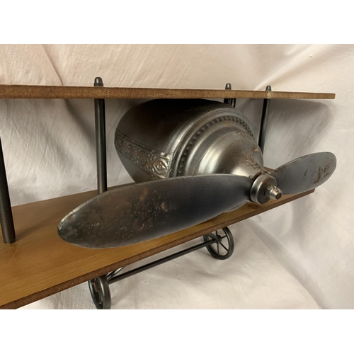 53 - A WALL SHELF IN THE FORM OF A VINTAGE AEROPLANE WIDTH: 60CM