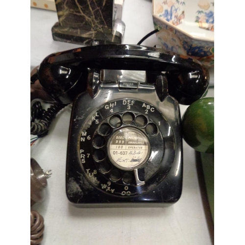 275 - TWO VINTAGE TELEPHONES WITH THREE FURTHER RECEIVERS