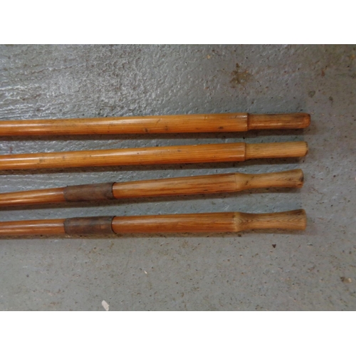 280 - TWO PAIRS OF VINTAGE WOODEN OARS.
ONE SET BEING 74