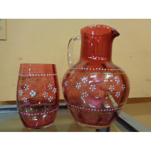 308 - TWO PIECES OF VINTAGE DECORATIVE CRANBERRY GLASS