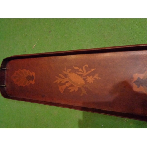 316 - AN EDWARDIAN INLAID MAHOGANY TWIN HANDLED TRAY L:57CM X 16CM