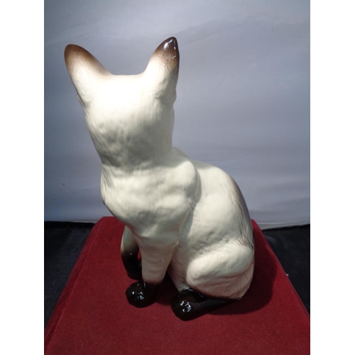 748 - A VERY LARGE BESWICK FIGURINE OF A SIAMESE CAT 9.5 INCHES TALL