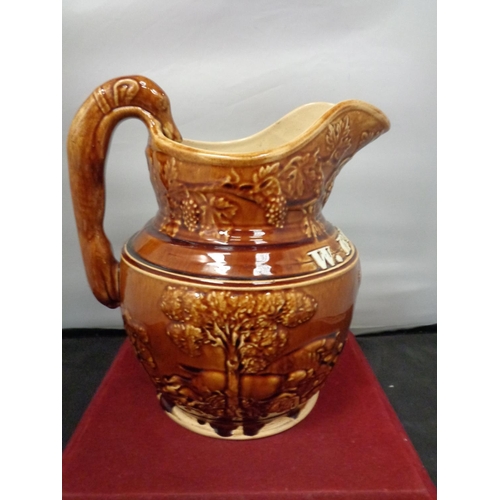 760 - A VERY LARGE LAMBETH WARE JUG 'W G REEVES SALOP'