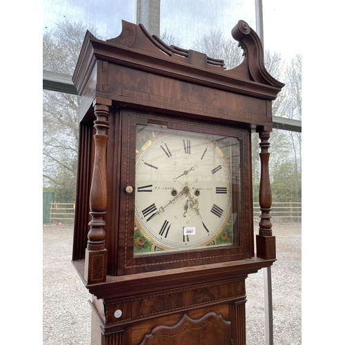 2007 - A 19TH CENTURY MAHOGANY AND INLAY, 8 DAY LONGCASE CLOCK WITH SQUARE DIAL [J.C.CARTER WARRINTON]