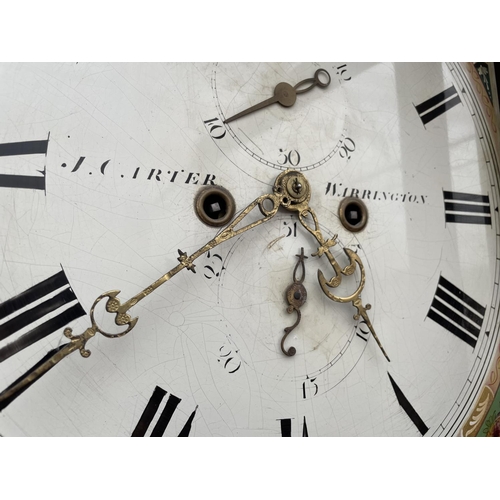 2007 - A 19TH CENTURY MAHOGANY AND INLAY, 8 DAY LONGCASE CLOCK WITH SQUARE DIAL [J.C.CARTER WARRINTON]