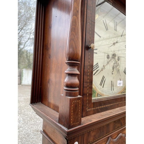 2007 - A 19TH CENTURY MAHOGANY AND INLAY, 8 DAY LONGCASE CLOCK WITH SQUARE DIAL [J.C.CARTER WARRINTON]