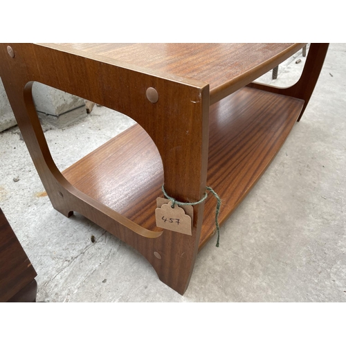 2016 - A RETRO TEAK TWO TIER COFFEE TABLE, 31X15.5