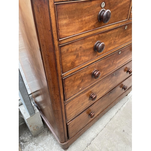 2027 - A VICTORIAN MAHOGANY CHEST OF TWO SHORT AND THREE LONG DRAWERS, 45