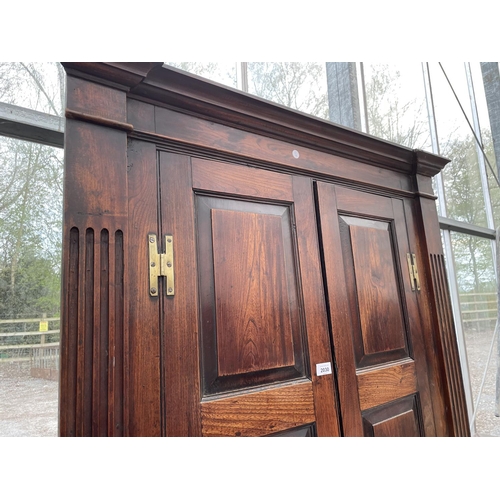 2030 - A GEORGE III ELM FULL LENGTH CORNER CUPBOARD WITH FOUR PANEL DOORS AND H-BRASS HINGES, 40