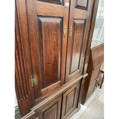 2030 - A GEORGE III ELM FULL LENGTH CORNER CUPBOARD WITH FOUR PANEL DOORS AND H-BRASS HINGES, 40