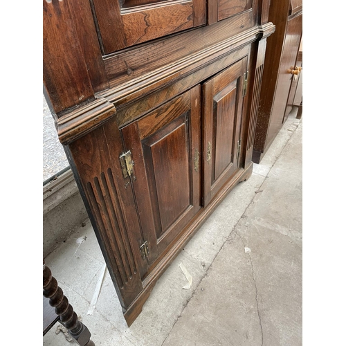 2030 - A GEORGE III ELM FULL LENGTH CORNER CUPBOARD WITH FOUR PANEL DOORS AND H-BRASS HINGES, 40