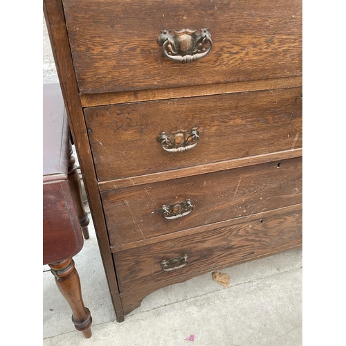 2045 - AN OAK ART NOUVEAU STYLE CHEST OF FOUR DRAWERS, 42