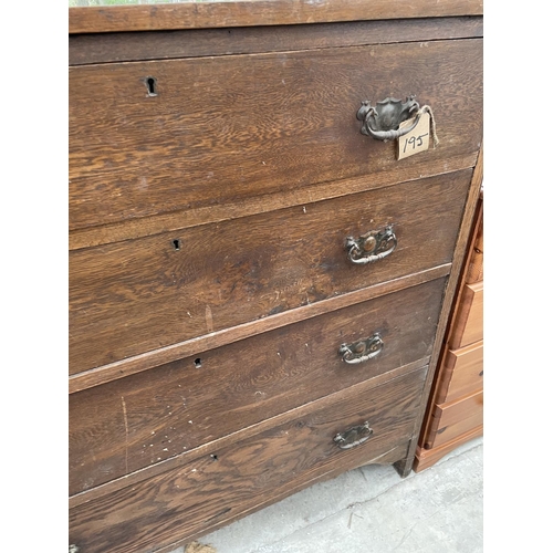 2045 - AN OAK ART NOUVEAU STYLE CHEST OF FOUR DRAWERS, 42