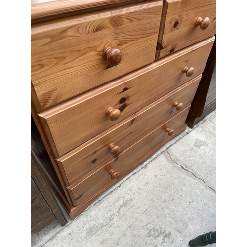 2046 - A MODERN PINE CHEST OF TWO SHORT AND THREE LONG DRAWERS, 32