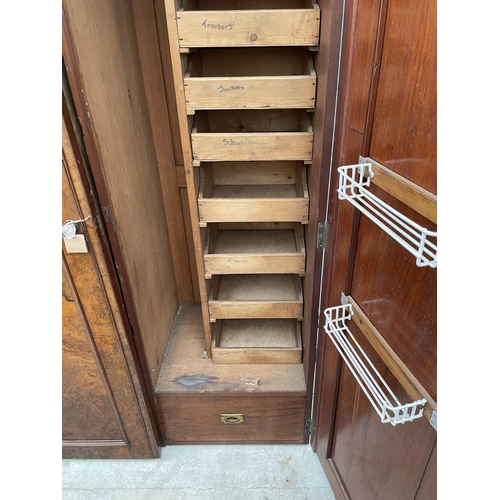 2052 - A VICTORIAN WALNUT END SECTION OF A WARDROBE (I.E. NO CORNICE, BASE OR POSSIBLY CENTRE SECTION) WITH... 