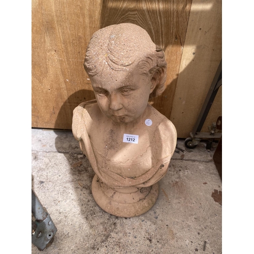 1212 - A PRE CAST STONE EFFECT BUST OF A YOUNG GIRL