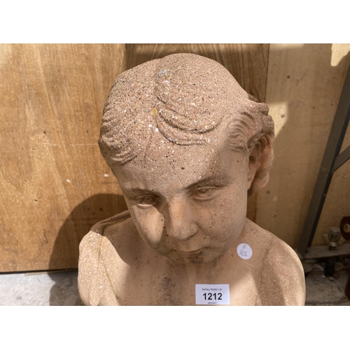 1212 - A PRE CAST STONE EFFECT BUST OF A YOUNG GIRL