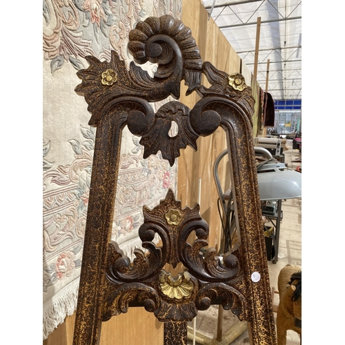 1217 - A LARGE ORNATE ROCCO CARVED WOODEN EASEL