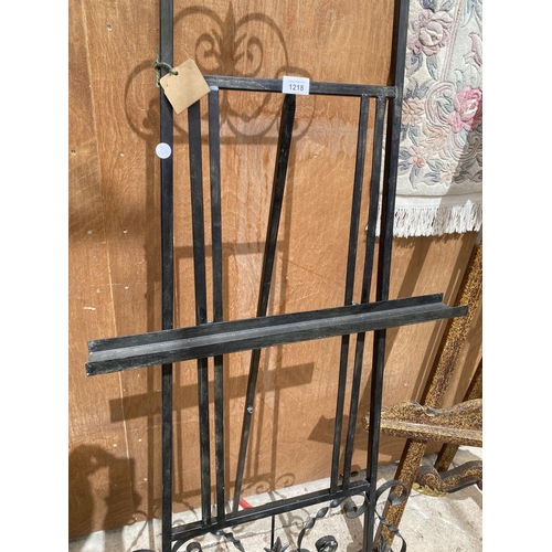 1218 - A LARGE DECORATIVE BLACK METAL EASEL