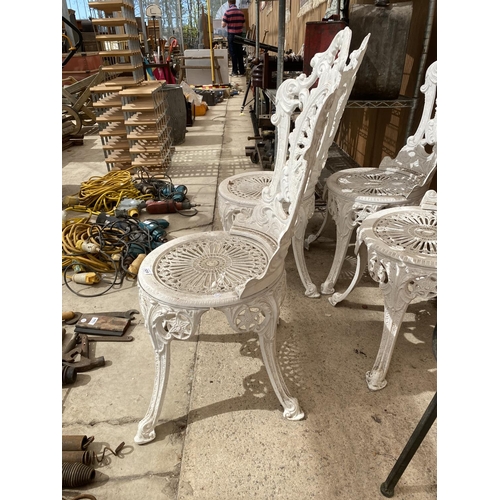 1219 - A SET OF FOUR PAINTED ALUMINIUM BISTRO CHAIRS