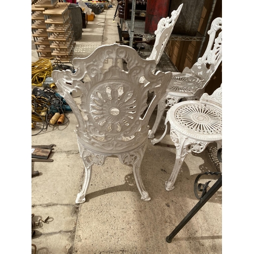 1219 - A SET OF FOUR PAINTED ALUMINIUM BISTRO CHAIRS