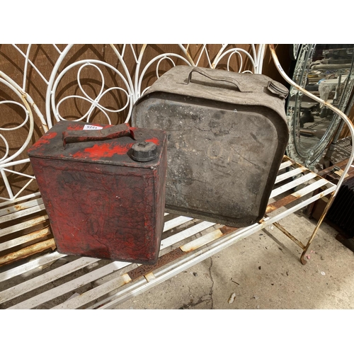 1225 - A VINTAGE ALUMINIUM OIL CAN AND A FURTHER VINTAGE FUEL CAN