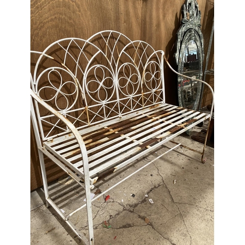 1232 - A WHITE PAINTED ALUMINIUM GARDEN BENCH