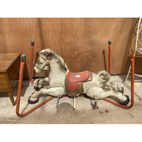 1235 - A VINTAGE METAL CHILDRENS ROCKING HORSE