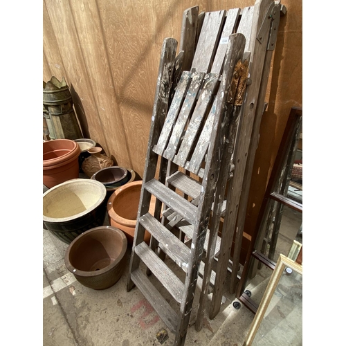 1249 - TWO VINTAGE FOUR RUNG STEP LADDERS